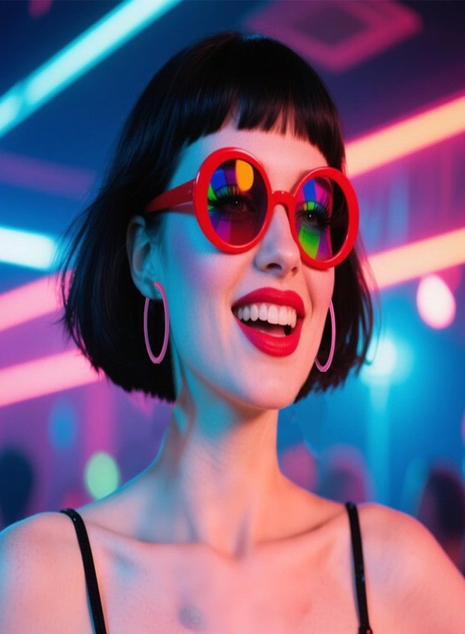CNTVO 2 Pairs Hoop Earrings, Neon Retro Hoop Earrings for Women, 2.5 in Large Acrylic Earrings Vintage 80s-90s Style, Perfect for 80s 90s Outfit Dancing Party Accessories (Pink & Orange) - Image 3